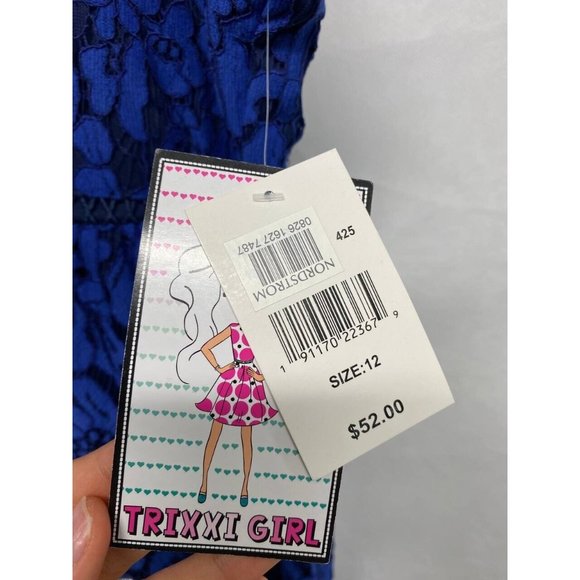 Trixxi Juniors Navy Sleeveless Lace Sheath Dress 12 - Picture 3 of 6